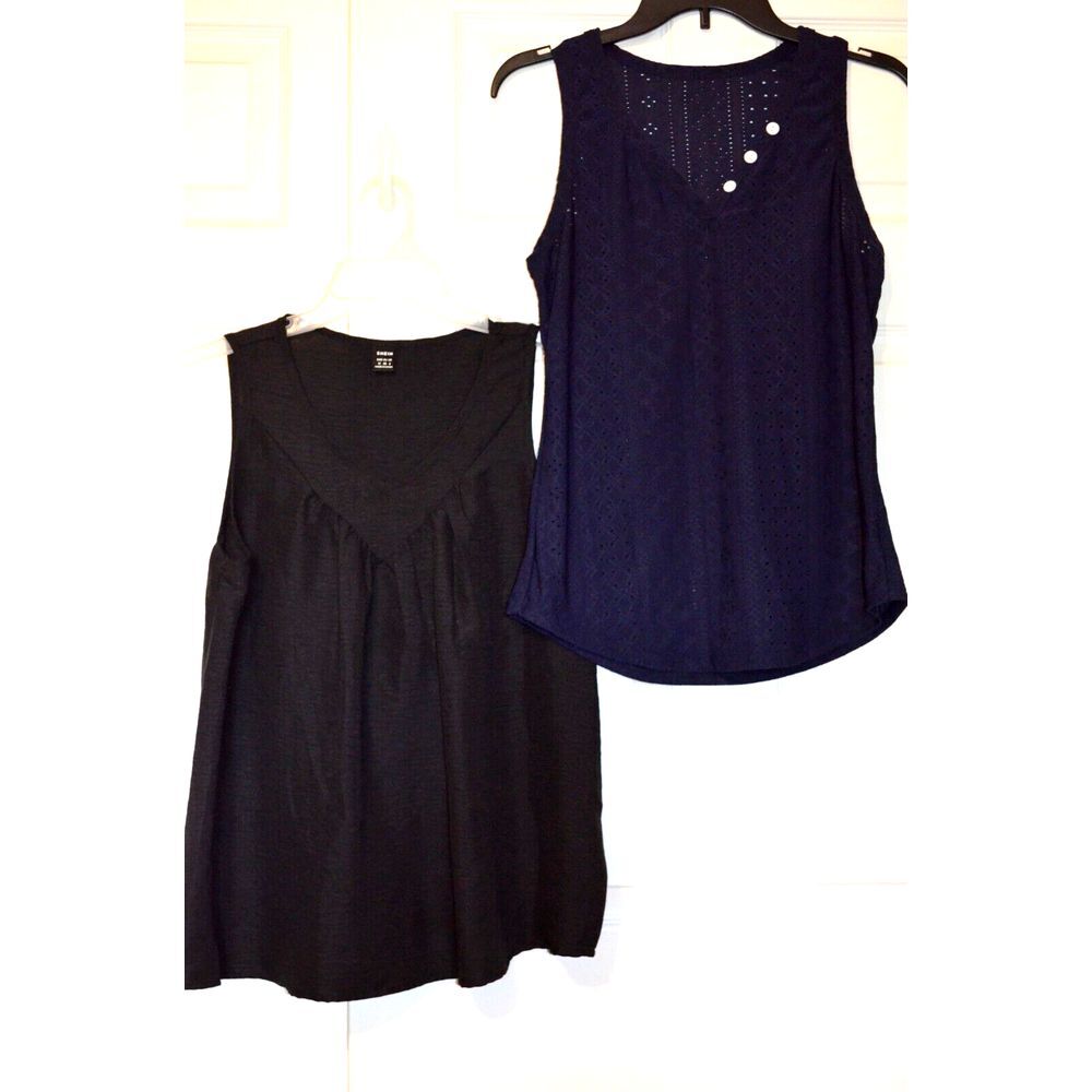 SHEIN Lot of‎ 2 Sleeveless Women's Shirts Size M One is Blue Other is Black